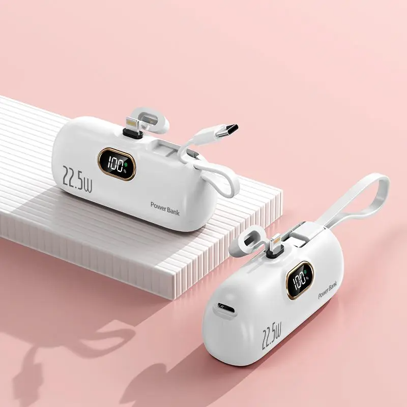 5000mAh Mini Power Bank – 22.5W Fast Charger with USB‑C & USB‑A (iPhone & Android Compatible)