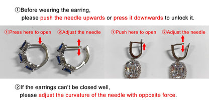 Luxury Trendy Blue Cubic Zirconia Hoop Earrings Wedding Party Elegant Accessories for Women Anniversary Gift New Jewelry