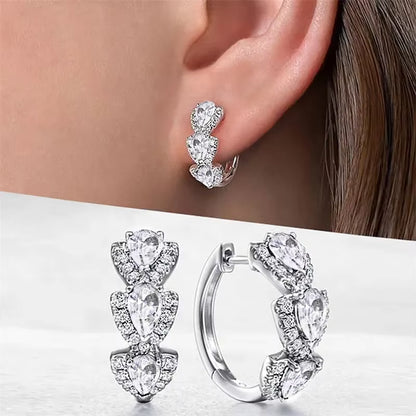 Luxury Trendy Blue Cubic Zirconia Hoop Earrings Wedding Party Elegant Accessories for Women Anniversary Gift New Jewelry
